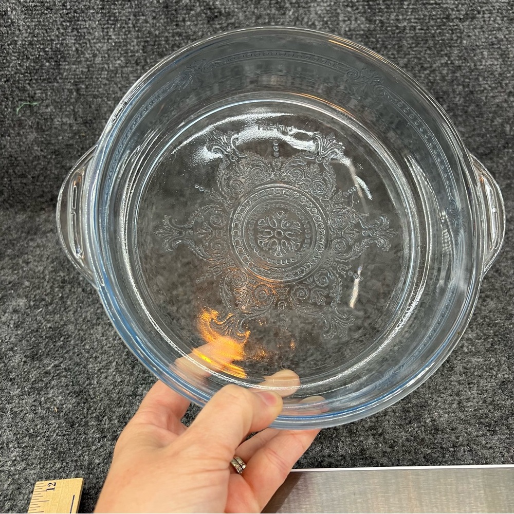 Vtg Fire King Philbe Sapphire Blue Casserole Lid / Pie Dish Anchor Hocking Glass - Picture 2 of 14